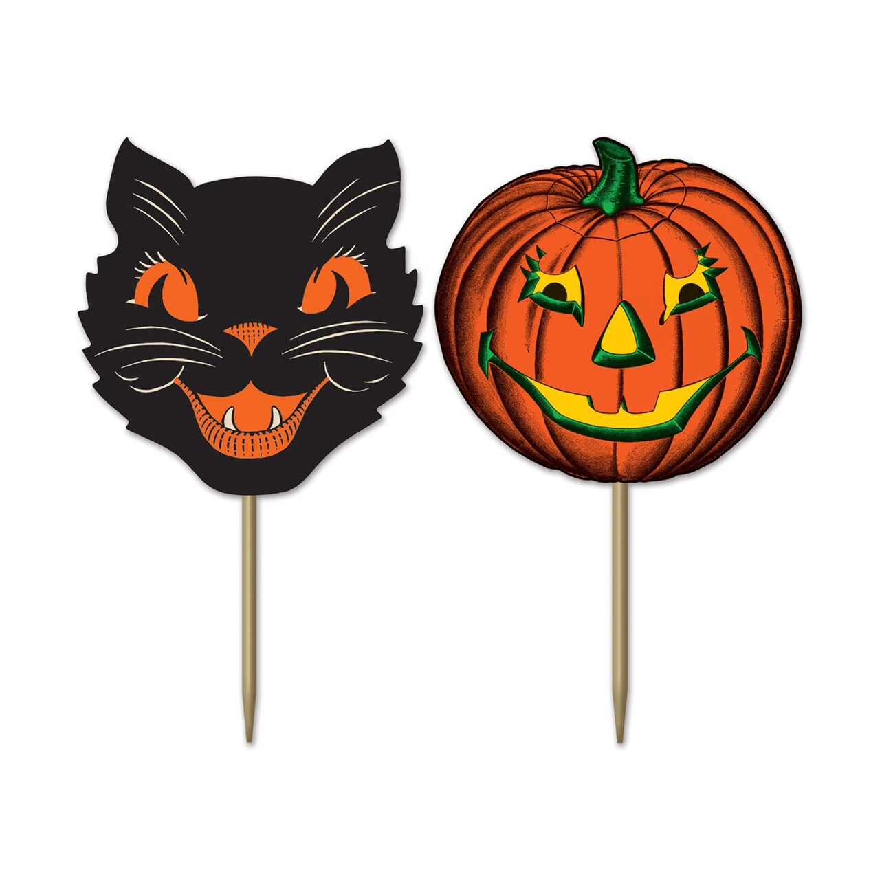 Beistle 6.25" Black, Orange, and Yellow Vintage Assorted Halloween Picks
